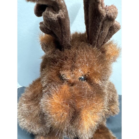 Vintage Unipak Brown Plush 10" Sitting Moose with Beard Posable Ears Stuffed Ani - Picture 2 of 8